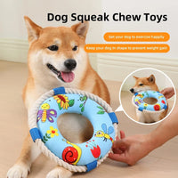HKM-1002813 Soft Plush Dog Pull Ring Toy with Squeaker, Chew-Resistant for Fetch and Play