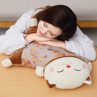 HKM-100307 Plush Cat-Shaped Lumbar Pillow for Living Room and Car, Removable and Washable Covers