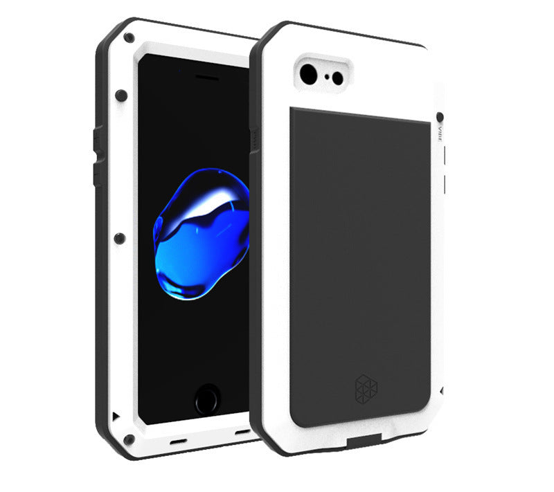 HKM-100499 Waterproof Drop-Proof Phone Case for iPhone 7, 8, 7 Plus, 8 Plus, SE2 - Simple Metal Design