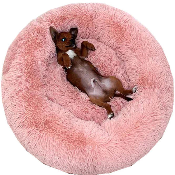 HKM-1005373 Plush Round Four Seasons Pet Nest for Dogs and Cats - Soft, Comfortable, Self-Heating Bed with Supportive Edges
