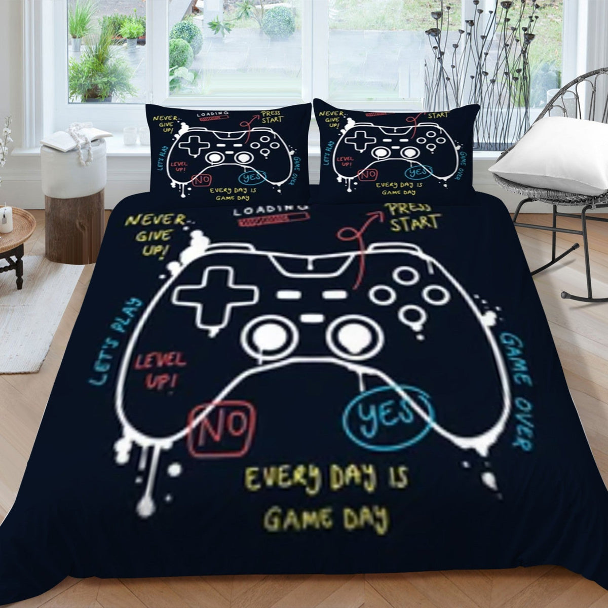 HKM-100563 3D Digital Printed Game Console Quilt Cover and Pillowcase Set - Multiple Sizes Available
