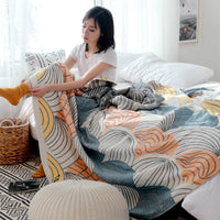 HKM-100563 Gauze Towel Blanket for Air Conditioning - Cotton, Shell Blue & Shell Green, 150cm x 200cm & 200cm x 230cm