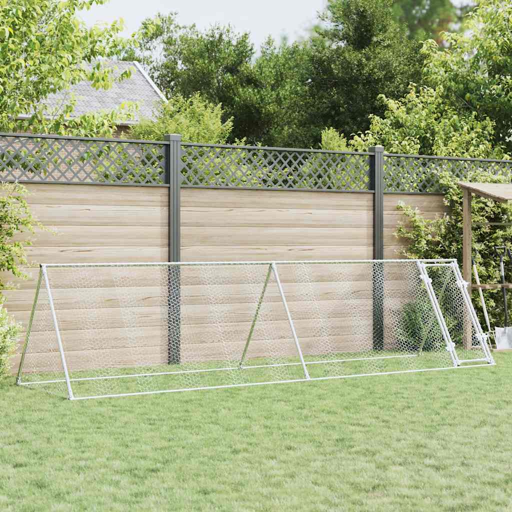 HKM-1006909 Spacious Silver Galvanized Chicken Coop for Hens and Small Animals 200x105x91 cm