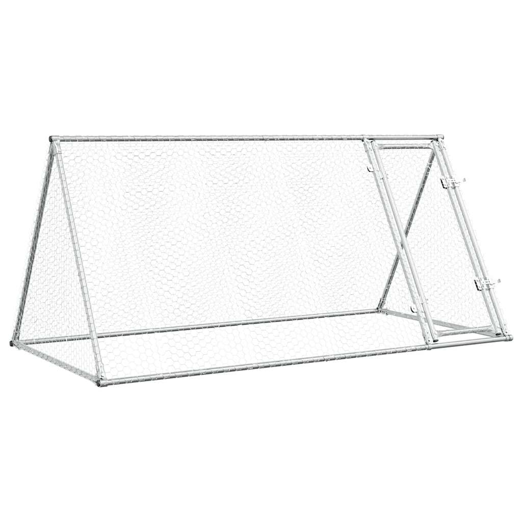 HKM-1006909 Spacious Silver Galvanized Chicken Coop for Hens and Small Animals 200x105x91 cm
