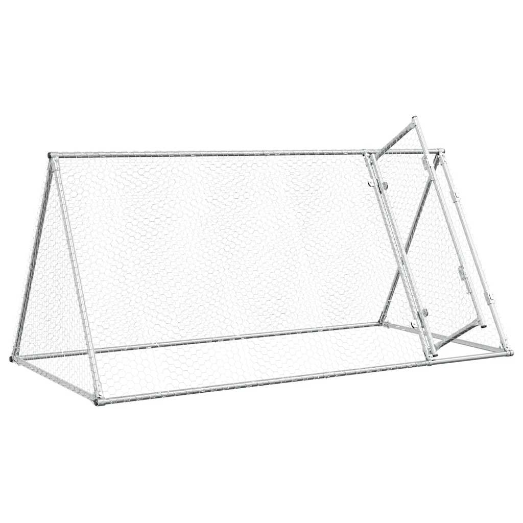 HKM-1006909 Spacious Silver Galvanized Chicken Coop for Hens and Small Animals 200x105x91 cm