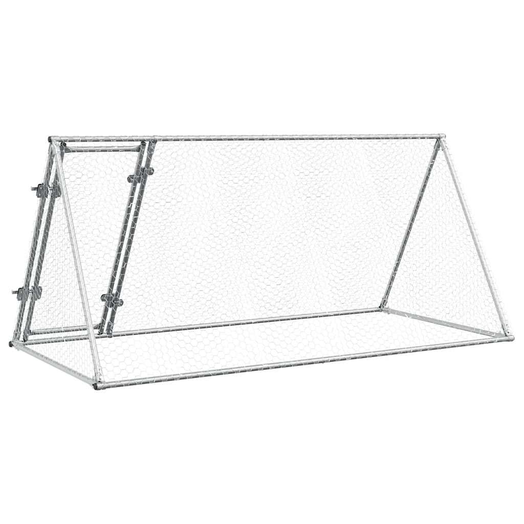 HKM-1006909 Spacious Silver Galvanized Chicken Coop for Hens and Small Animals 200x105x91 cm