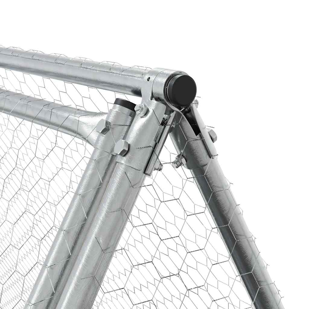 HKM-1006909 Spacious Silver Galvanized Chicken Coop for Hens and Small Animals 200x105x91 cm