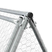 HKM-1006909 Spacious Silver Galvanized Chicken Coop for Hens and Small Animals 200x105x91 cm