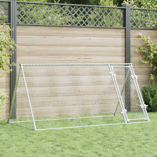 HKM-1006909 Spacious Silver Galvanized Chicken Coop for Hens and Small Animals 200x105x91 cm