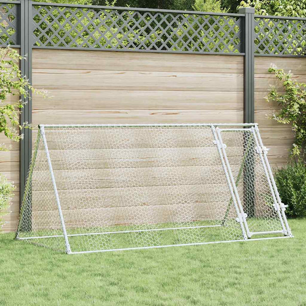 HKM-1006909 Spacious Silver Galvanized Chicken Coop for Hens and Small Animals 200x105x91 cm