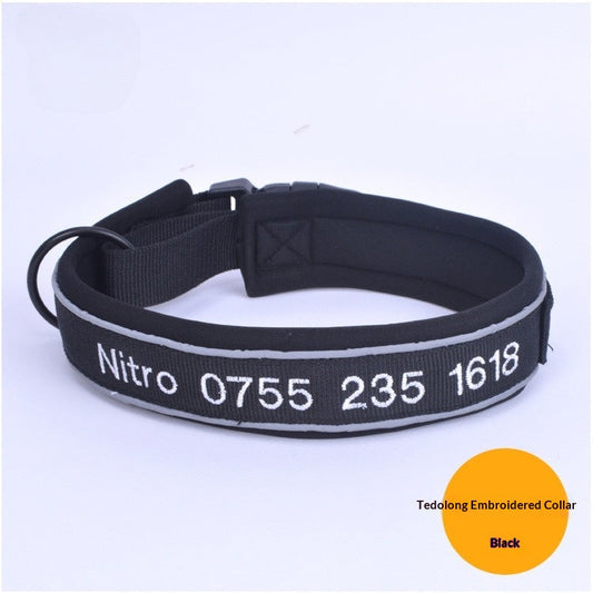 HKM-1007293 Personalized Embroidered Soft Dog Collar with Anti-Lost Feature in Multiple Colors and Sizes