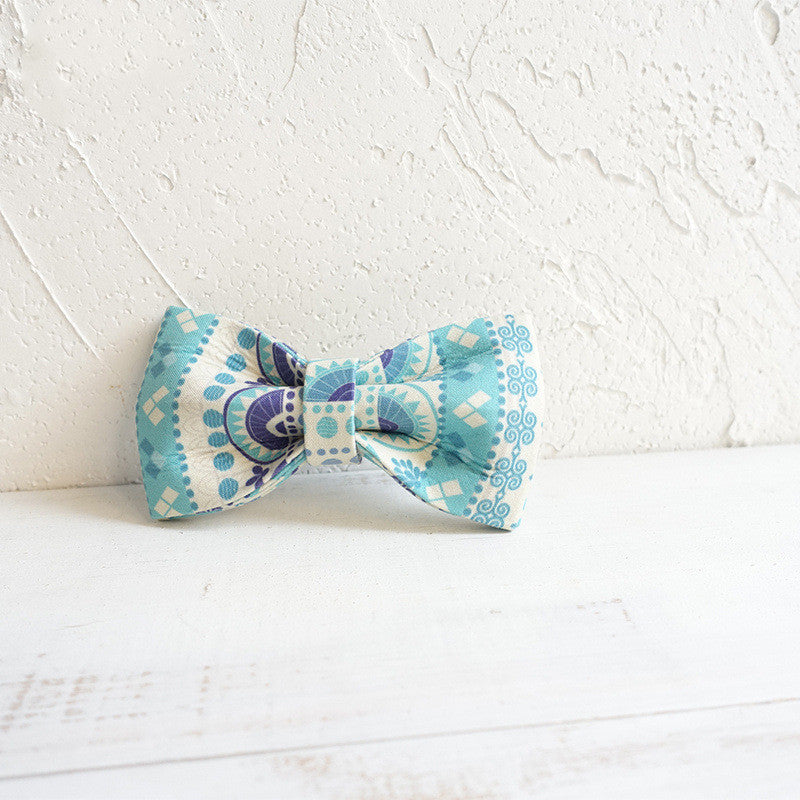 HKM-1007549 Blue Polyester Pet Bow Tie Collar - Size XS to XL