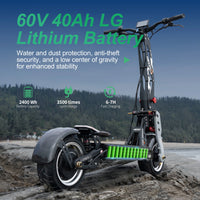 HKM-100755 HEZZO F9 Dual Motor 60V 40Ah Electric Fat Tire Scooter, 80-100km Range, 90km/h Max Speed, Foldable, Hydraulic Brakes
