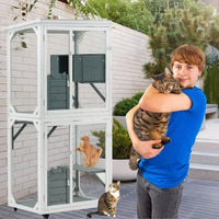 HKM-1008957 Large Indoor Outdoor Cat Climbing Frame with Cozy Sleeping Area