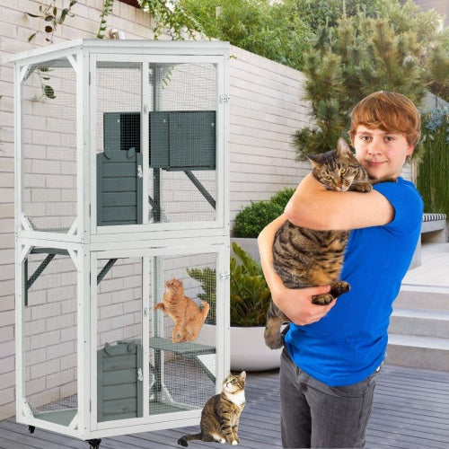HKM-1008957 Large Indoor Outdoor Cat Climbing Frame with Cozy Sleeping Area