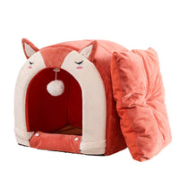 HKM-1009341 Cozy Removable and Washable Pet Nest with Playful Cat Ball, Orange, Suitable for Cats Up to 16 kg