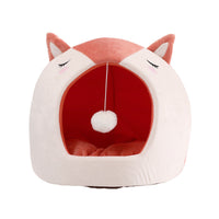 HKM-1009341 Cozy Removable and Washable Pet Nest with Playful Cat Ball, Orange, Suitable for Cats Up to 16 kg
