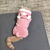 HKM-1009469 Cozy Cartoon Coral Fleece Pet Clothing for Cats and Dogs - Blue Cat British Shorthair Perfect for Autumn and Winter