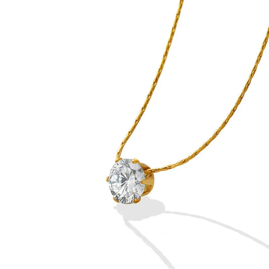 HKM-100947 Romantic Stainless Steel Gold Plated Tiny Zircon Pendant Necklaces