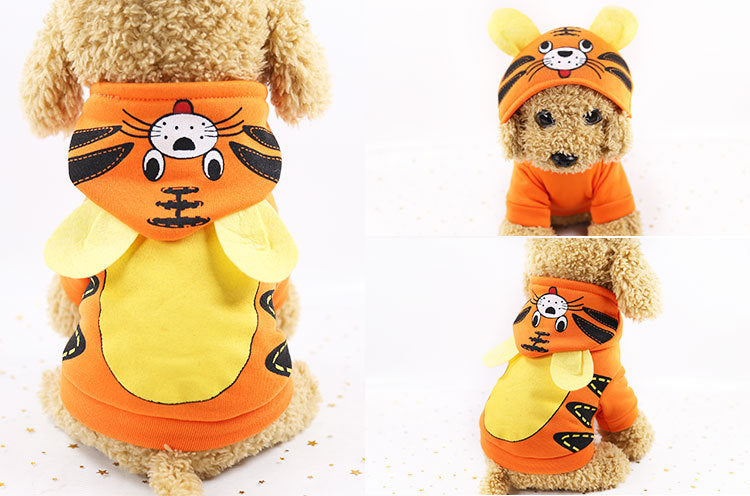 HKM-1009725 Cartoon Pet Coat for Small to Medium Dogs - Owl, Dinosaur, Duck, Tiger, Caterpillar Designs