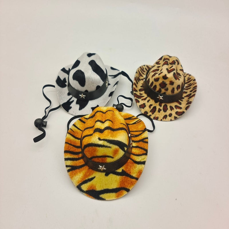 HKM-1010109 Leopard Print Cat Hat for All Seasons ¨C Stylish Denim Decoration