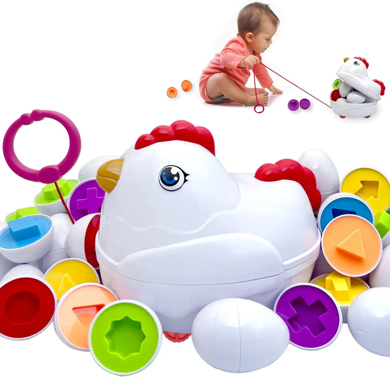 HKM-101075 Sensory Matching Eggs Educational Toy for Babies 0-12 Months - Shape and Color Recognition