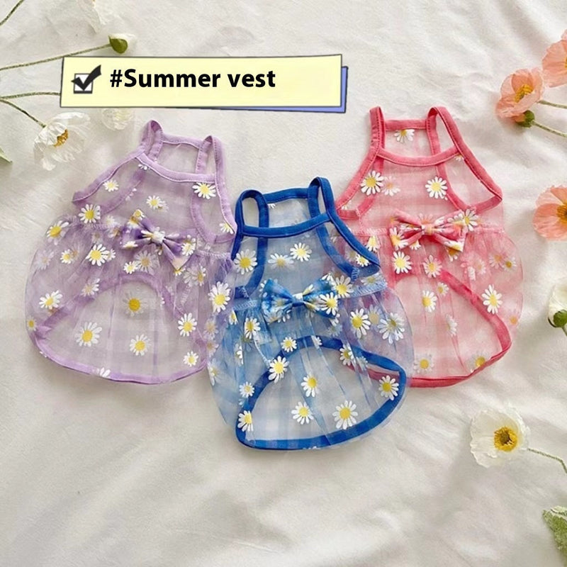 HKM-1010877 Daisy Print Mesh Vest for Cats and Dogs - Various Colors and Sizes Available