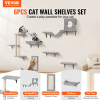 HKM-1011261 Wall Mounted Cat Shelves Set with Jumping Boards, Hammock, Sofa, Cat Tree, and Accessories for Climbing and Playing