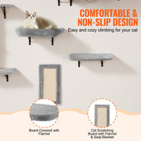 HKM-1011261 Wall Mounted Cat Shelves Set with Jumping Boards, Hammock, Sofa, Cat Tree, and Accessories for Climbing and Playing