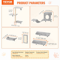 HKM-1011261 Wall Mounted Cat Shelves Set with Jumping Boards, Hammock, Sofa, Cat Tree, and Accessories for Climbing and Playing