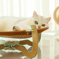 HKM-1012541 Woven Rattan Pet Hammock Bed – Off Ground, Cool Dog Mat for Year-Round Comfort, 46x46x17.5cm