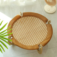 HKM-1012541 Woven Rattan Pet Hammock Bed – Off Ground, Cool Dog Mat for Year-Round Comfort, 46x46x17.5cm