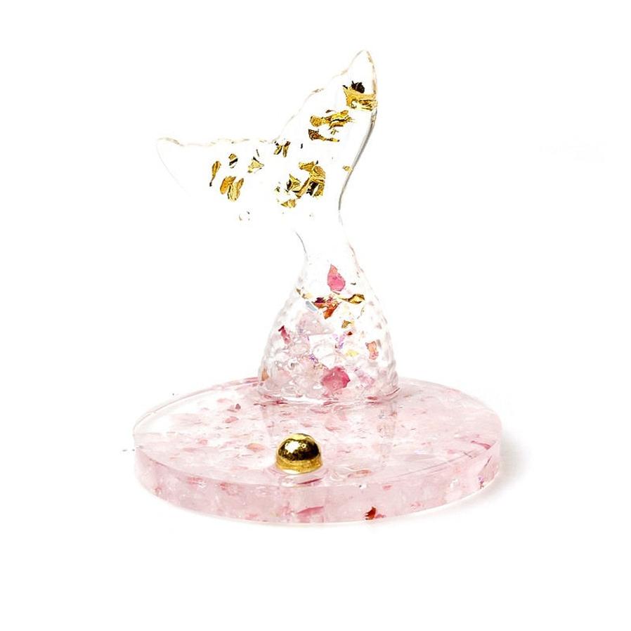 HKM-101267 Fish Tail Natural Resin Crystal Gravel Ornament Mobile Phone Stand Gift