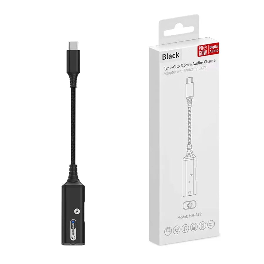 HKM-101459 2-in-1 USB-C to 3.5mm Audio Adapter for Smartphones and Tablets