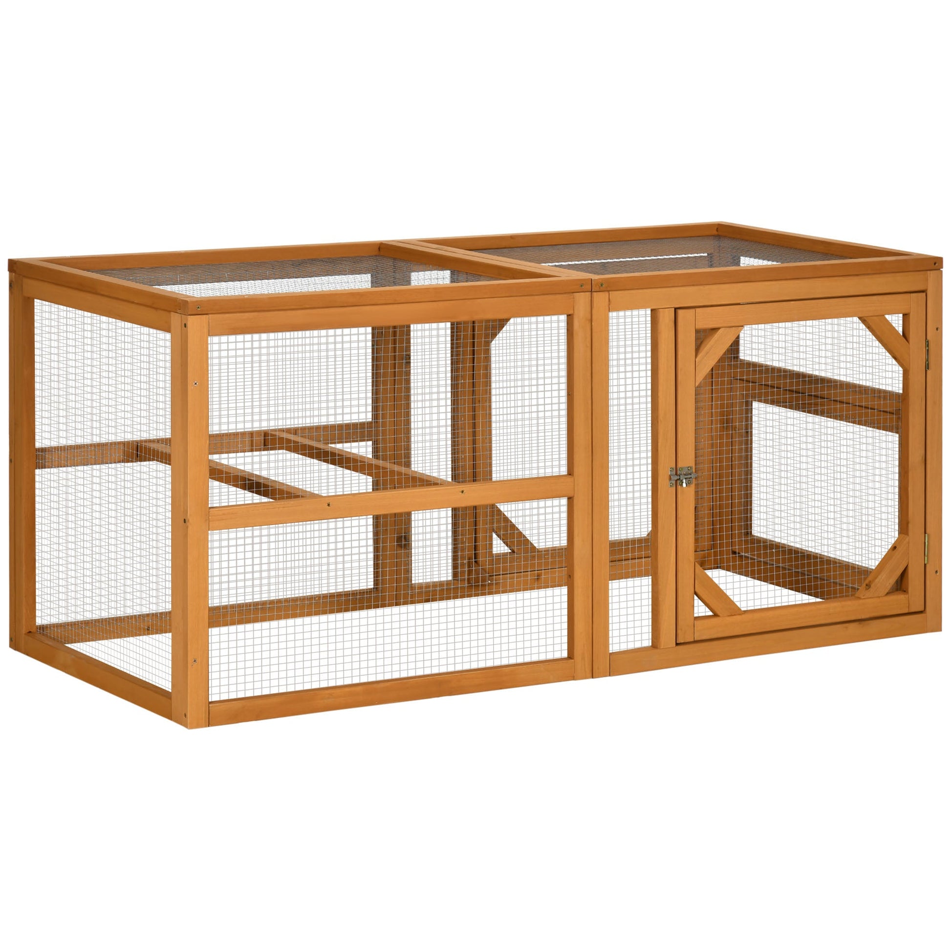 HKM-1014717 Expandable 55" Wooden Chicken Coop Add-on with Climate-Friendly Design for Outdoor Hens