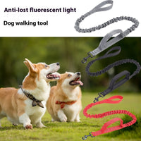 HKM-1014845 Reflective Nylon Retractable Dog Leash with Elastic Hand Grip - Multiple Colors Available