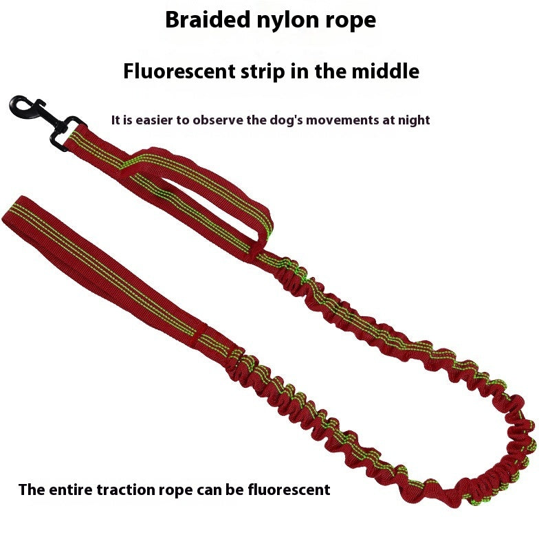 HKM-1014845 Reflective Nylon Retractable Dog Leash with Elastic Hand Grip - Multiple Colors Available