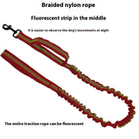 HKM-1014845 Reflective Nylon Retractable Dog Leash with Elastic Hand Grip - Multiple Colors Available