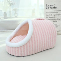 HKM-1015101 Thickened 3D Dog and Cat Bed for Autumn and Winter - Removable Sponge Striped Nest Sofa, Multiple Sizes Available