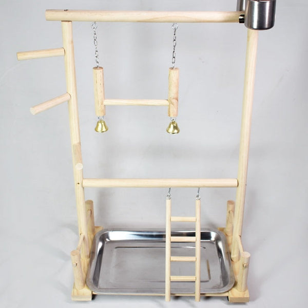 HKM-101651 Double-Layer Solid Wood Climbing Ladder and Food Cup for Small Parrots