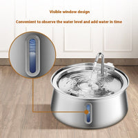 HKM-1016893 4L Stainless Steel Pet Water Dispenser with Window for Dogs and Cats