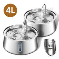 HKM-1016893 4L Stainless Steel Pet Water Dispenser with Window for Dogs and Cats