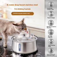 HKM-1016893 4L Stainless Steel Pet Water Dispenser with Window for Dogs and Cats