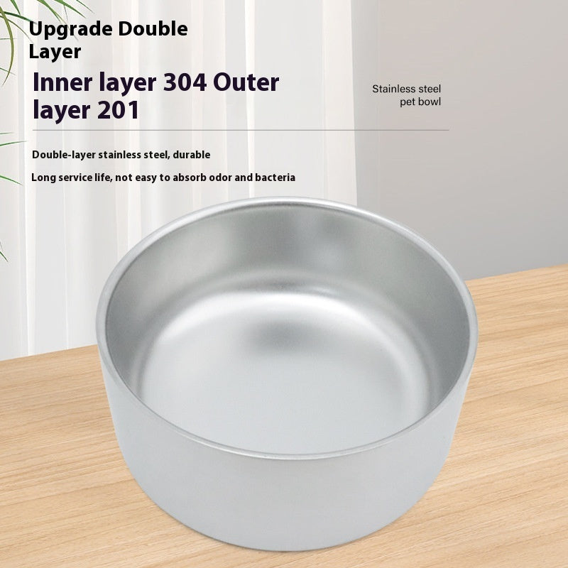 HKM-1017021 Double-Layer 304 Stainless Steel Pet Bowl in Multiple Colors for Cats
