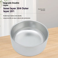 HKM-1017021 Double-Layer 304 Stainless Steel Pet Bowl in Multiple Colors for Cats