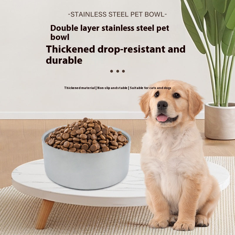 HKM-1017021 Double-Layer 304 Stainless Steel Pet Bowl in Multiple Colors for Cats