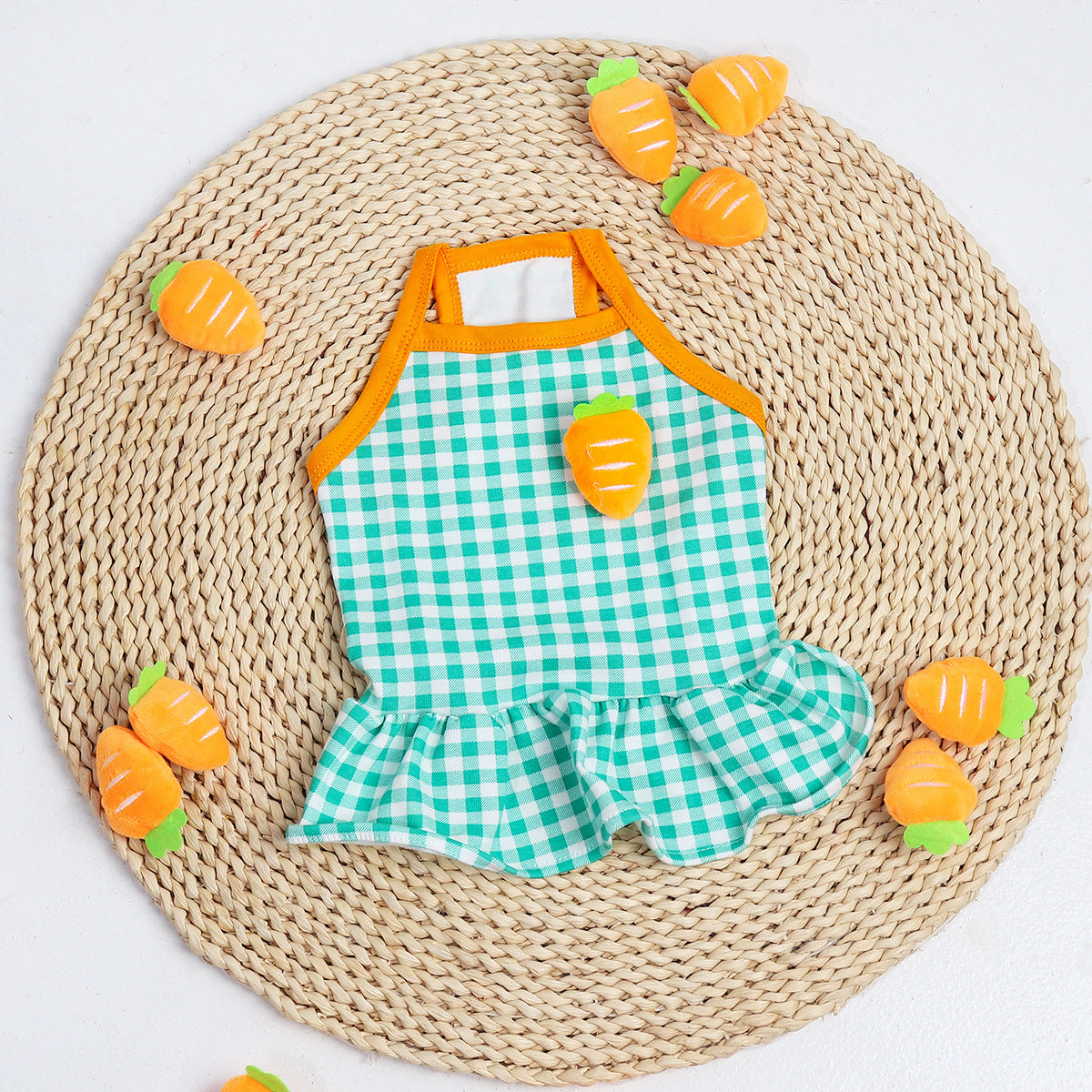 HKM-1017405 Summer Pet Dog Sling Skirt in Green - Cotton Princess Style for Comfortable Wear