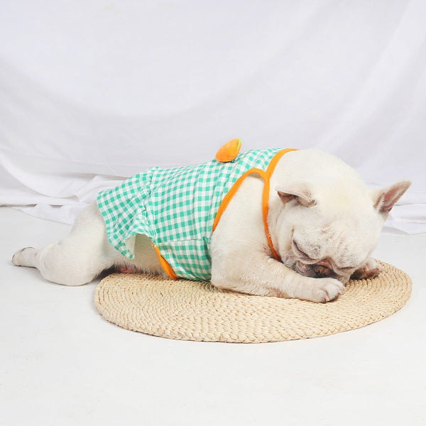 HKM-1017405 Summer Pet Dog Sling Skirt in Green - Cotton Princess Style for Comfortable Wear
