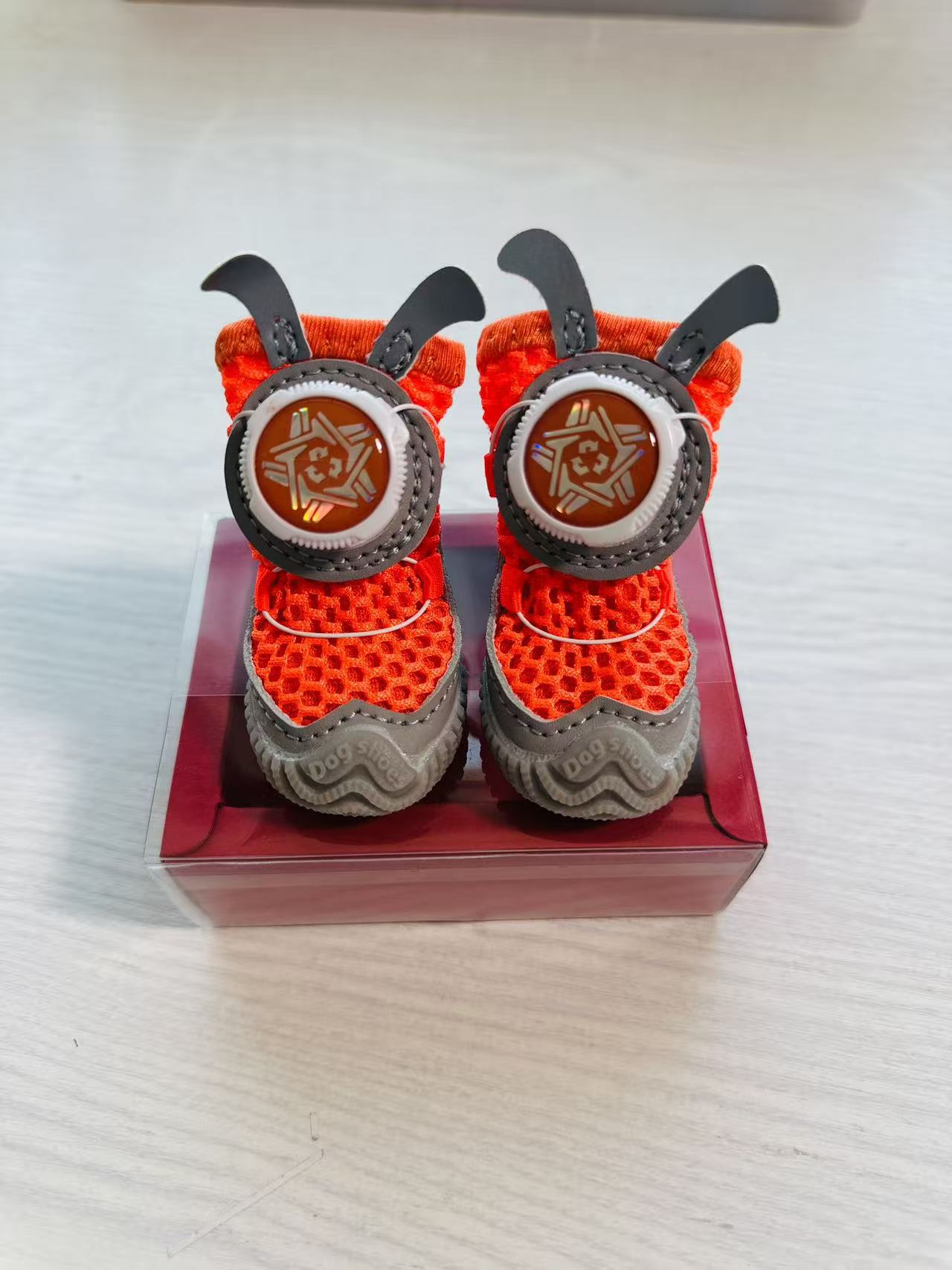 HKM-1017661 Breathable Mesh Pet Shoes for Small Dogs with Rotating Button - Multiple Colors Available