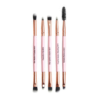 HKM-101779 Double-Headed Eye Makeup Brush Set - 5 Portable Brushes with Nylon Wool Bristles